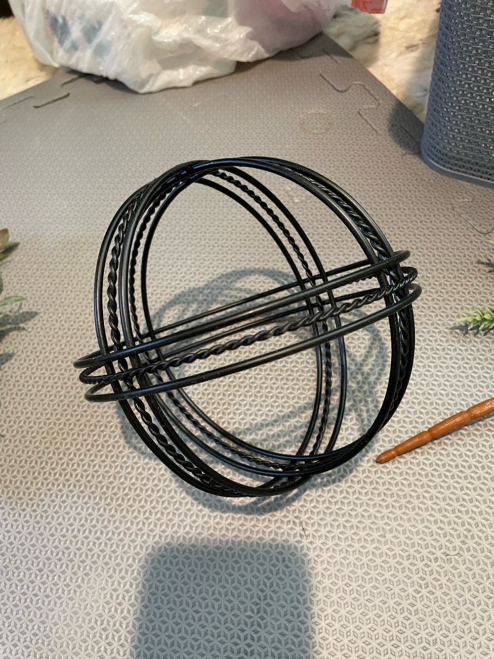 Black Decorative Metal Orb Sculpture